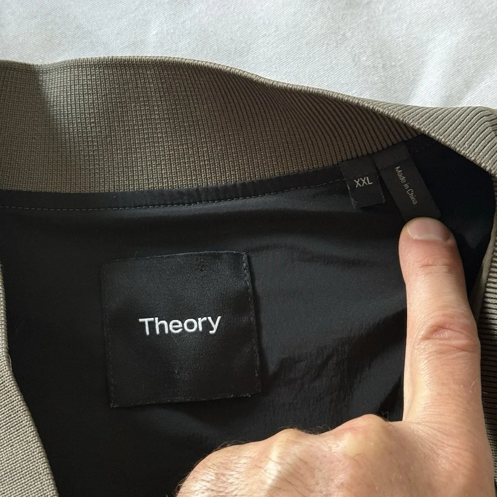 Theory Murphy Bomber Jacket Precision Ponte Tarmac Mens XXL Quiet Luxury Green